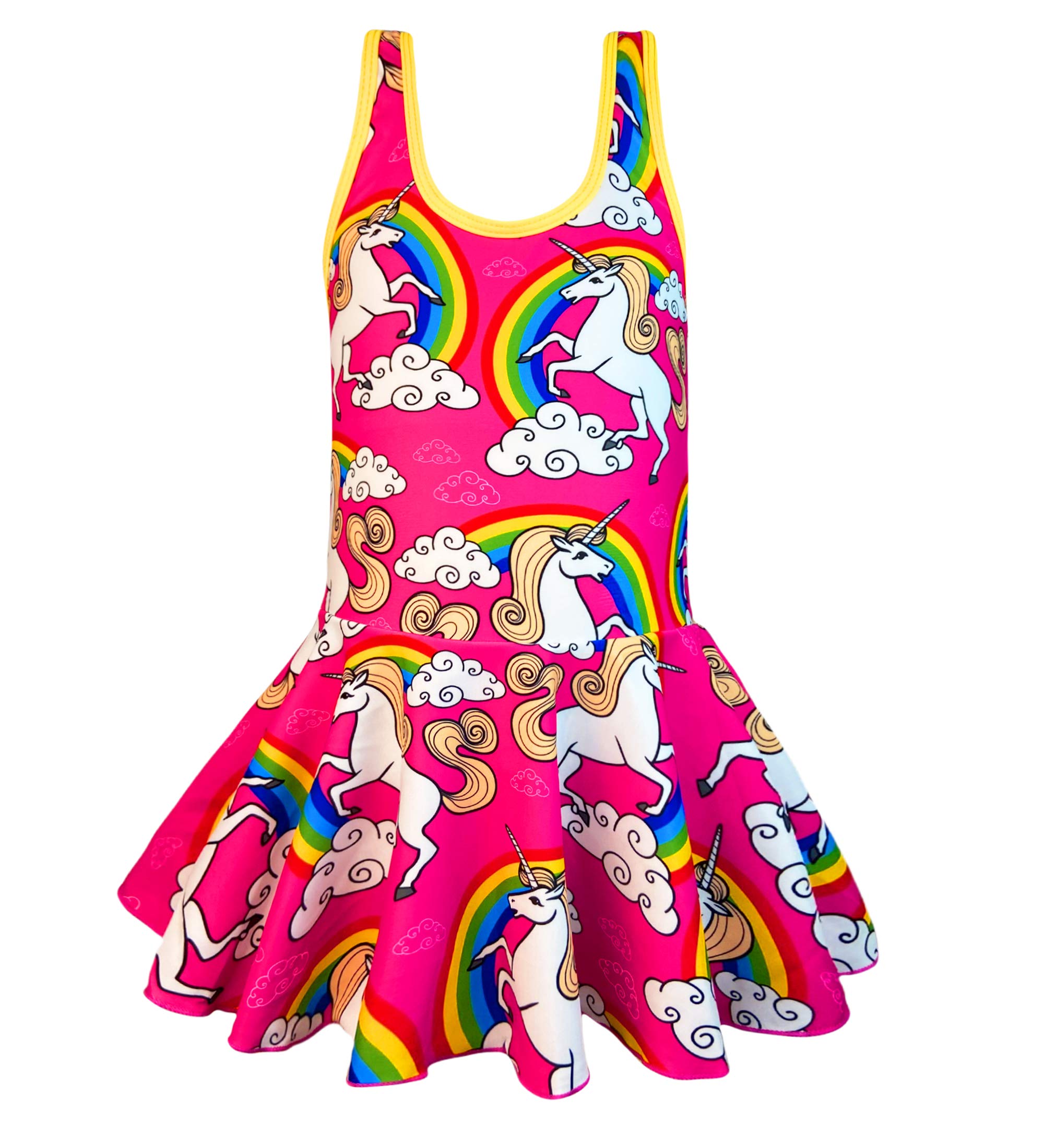 KuKiee Girls One Piece Rainbow Unicorn Swimsuit Stars Print Swimwear