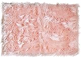 Super Area Rugs Ultra Soft & Fluffy Faux Sheepskin Rug, Light Pink 4 x 6 Feet Carpet for Bedroom Living Room