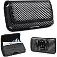 ACCKUO Phone Holster Men for iPhone SE (2022/2020), 13 mini, 12 mini, 7, 8, Galaxy S10e, Phone Belt Holder with Clip, Carbon Fiber Black, S