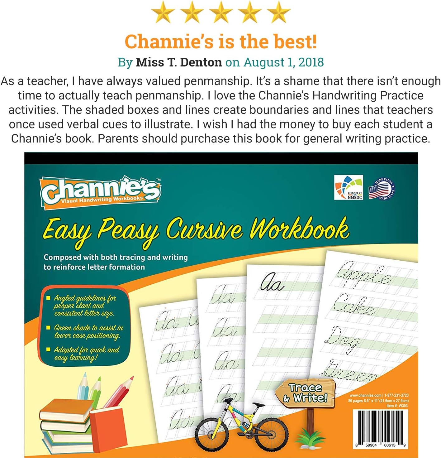 Channie’s Easy Peasy Cursive Tracing & Writing Practice Workbook, 80 Pages Front & Back, 40 Sheets, Grades 1st – 3rd, Size 8.5” x 11” - Image 4