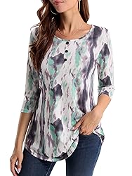 BAISHENGGT Women's 3/4 Sleeve Tunic Tops Floral
