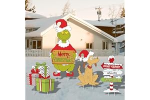 MAXDUCK Christmas Yard Signs Stakes Outdoor Decorations - 4PCS Large Xmas Decorations Signs for Holiday Christmas Lawn Garden Pathway Decorations, 6.2inch-15inch