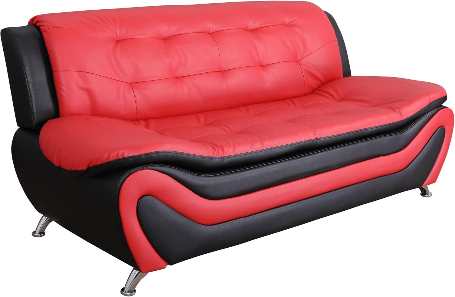 Beverly Fine Furniture Aldo ((3 Piece) Modern Sofa Set, Black/Red: Furniture & Decor