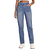IUGA Women's Straight Leg High Waisted Pull On Bootcut Jeans