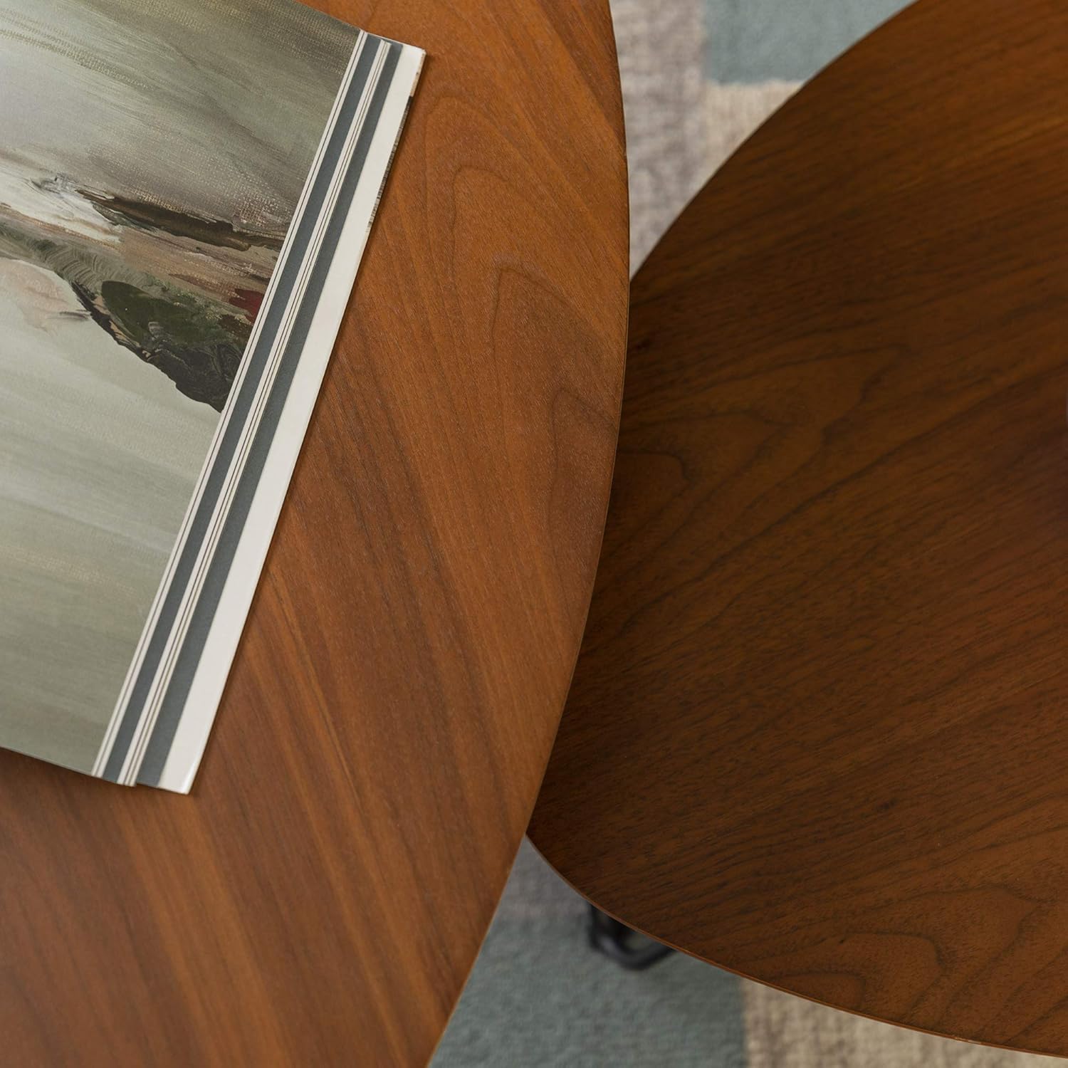 Walker Edison Furniture Company Mid Century Modern Hairpin Coffee Table Set Living Room, Nesting, Walnut: Furniture & Decor