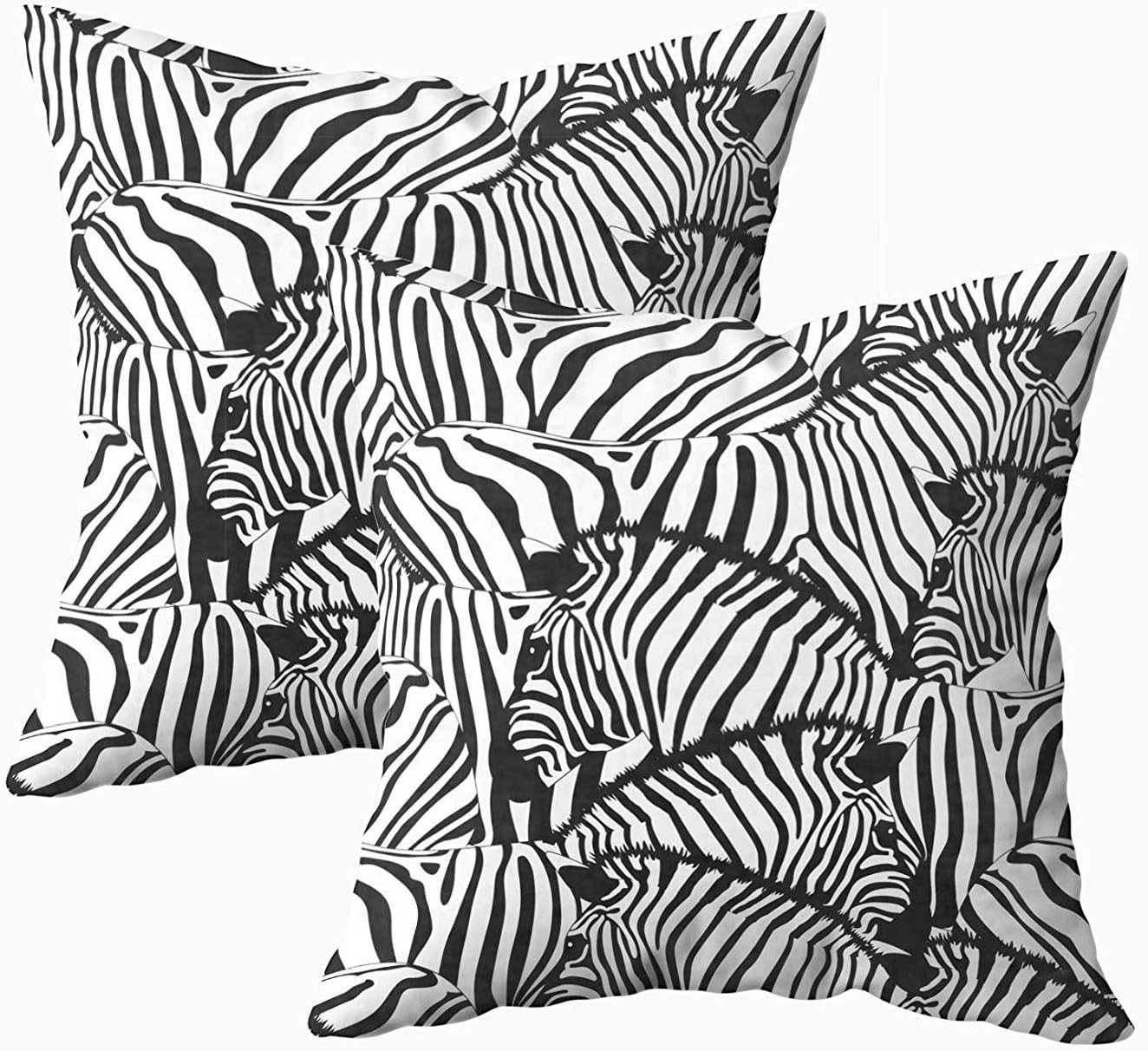 SKDJFBUD Decorative Throw Square Pillow Case Cover,Cotton Cushion Covers Zebra Animal Print Pattern Image Illustration Both Sides Printing Invisible Zipper Home Sofa Decor Pillowcase