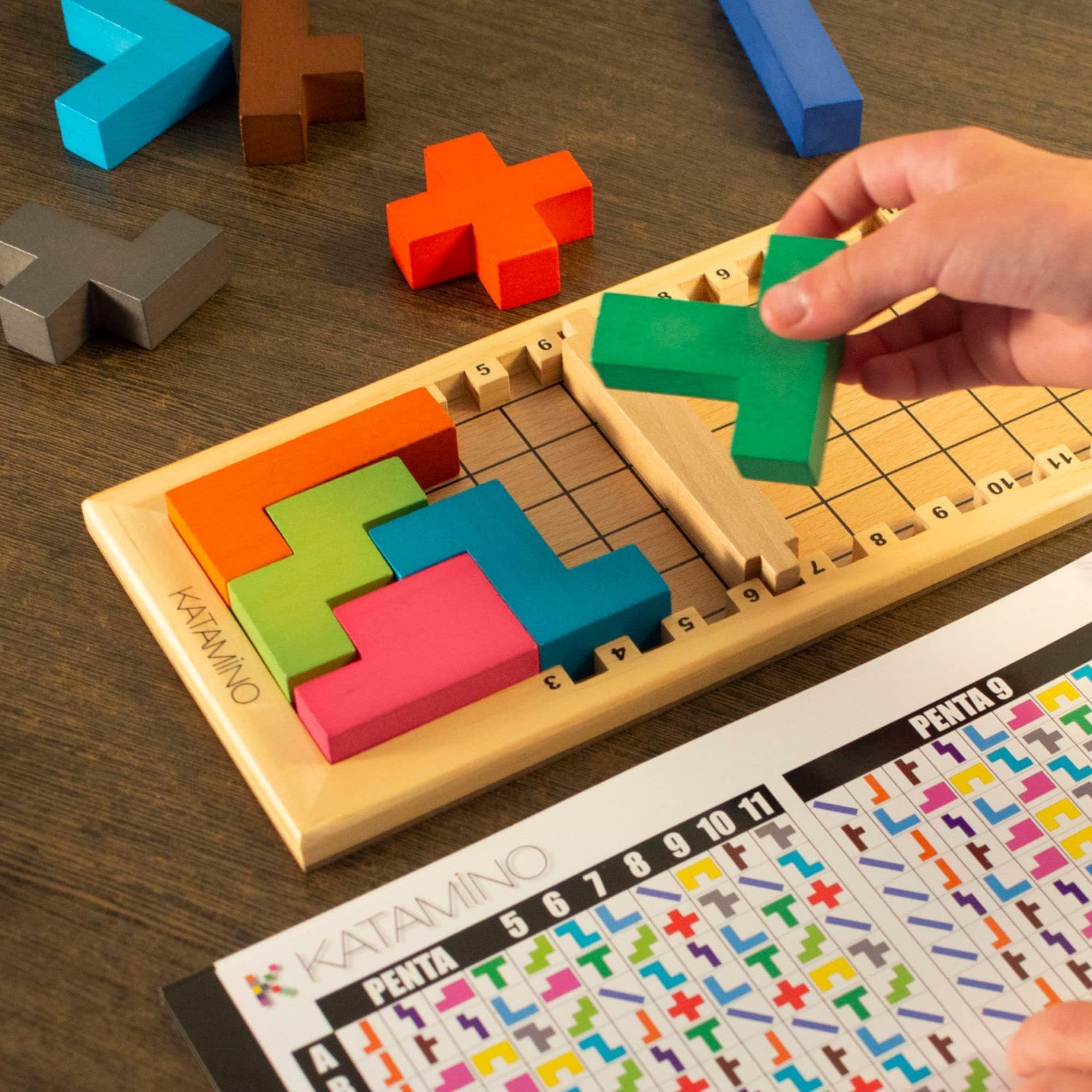 Katamino | The Original Wooden Color Shape Pattern Puzzle Game for Ages 6+ | 1 to 2 Players | 10 Minutes