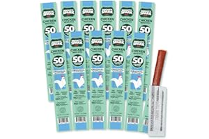 Mighty Spark Chicken Snack Sticks - Original Sea Salt & Pepper- 6g of Protein, No Antibiotics Ever, No Hormones Added, Gluten Free, Soy Free Meat Sticks - High Protein Keto Snacks - 12 Count