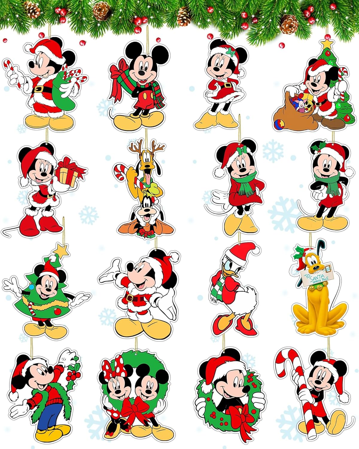 Ornaments - 16PCS Christmas Tree Ornaments Decorations - Xmas Hanging Christmas Ornaments Decorative with Ropes, Merchandise Gift Ideas Holiday Decor Indoor