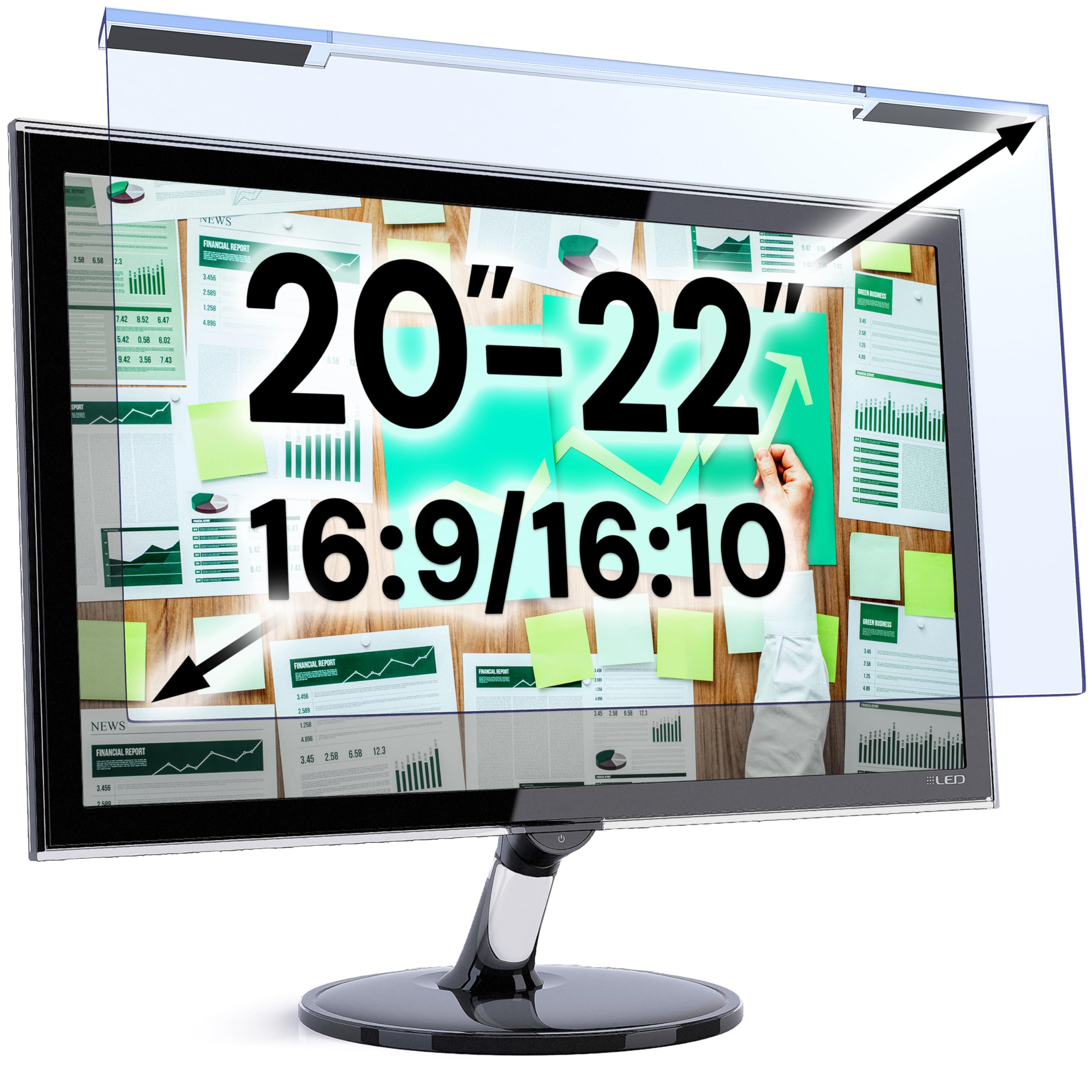 VINTEZ Blue Light Screen Protector for 20, 21.5, 21.6, 22 Inch Computer Monitor and Laptop – Anti-UV Blue Light Blocking Film for Desktop PC, Eye Protection Filter, 19.3" x 12.5", 1 Pack