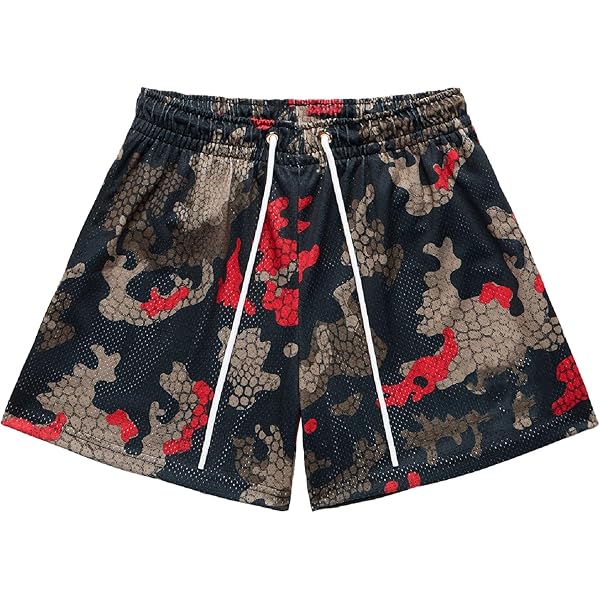 GGPJ Mens Mesh Graphic Print Shorts Casual Fashion Cool