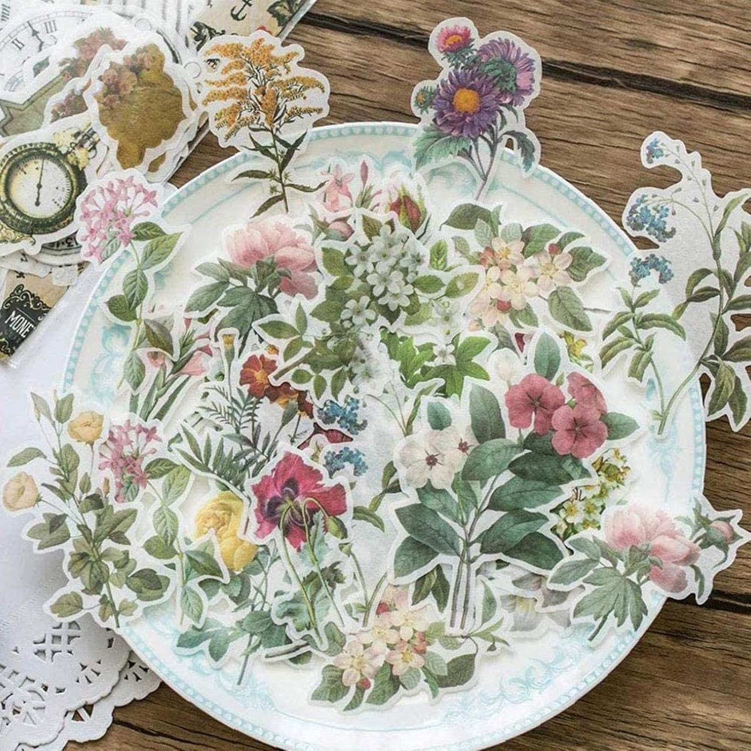 Vintage Ephemera Packs,300 Pieces Scrapbooking Stickers Flowers,Vintage