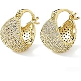 LMQLMK Huggie Hoop Earrings for Women 14K Gold Plated, 925 Sterling Silver Hypoallergenic Cubic Zirconia CZ Earrings, Small Sparkling Diamond Hoops for Bridal Wedding Anniversary Birthday Gift