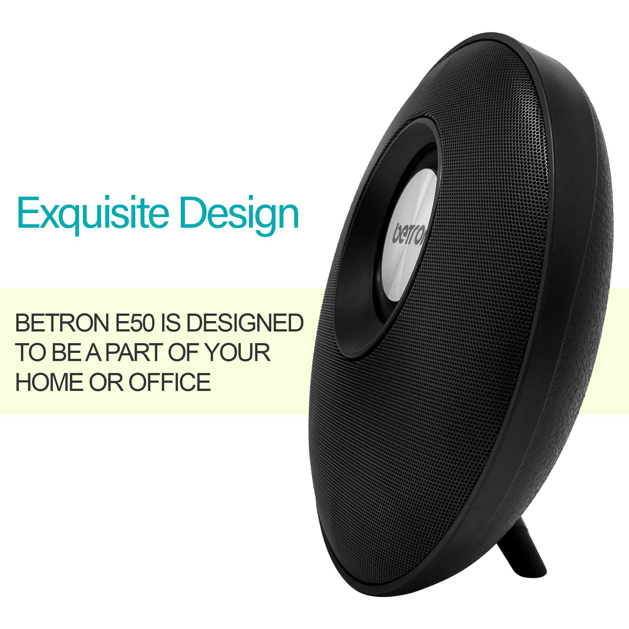Betron E50 Bluetooth Speaker with Microphone, 10 Watt, Bass Driven Balanced Sound, Passive Sub