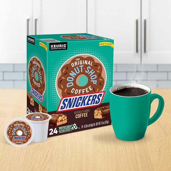 THE ORIGINAL DONUT SHOP SNICKERS COFFEE, KEURIG SINGLE SERVE K-CUP PODS, FLAVORED COFFEE, 24CT