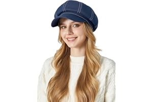 FEOYA Women Denim Newsboy Hats Cotton Casual Cabbie Hat Stylish Beret French Cap Paperboy Caps