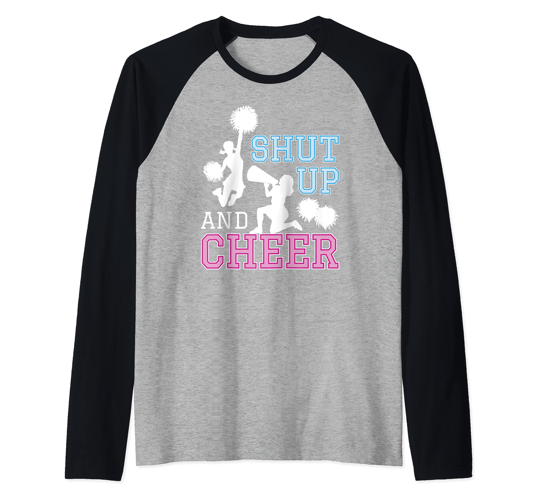 Cheerleading Shut Up And Cheer Pompoms Cheerleader Raglan Baseball Tee