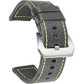 Hemsut Genuine Leather Watch Band, Retro Vintage 20 22 24 26mm Handmade Replacement Leather Watch Strap for Men and Women