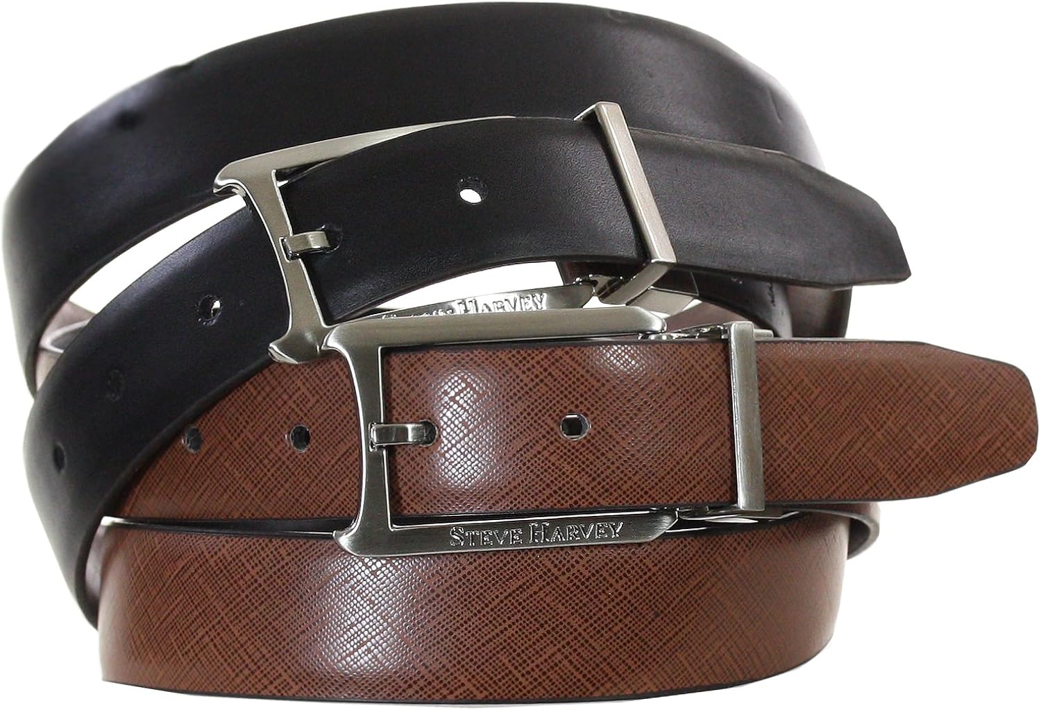 Steve Harvey 30mm Reversible Dress Belt With Twist Logo Buckle Cognac