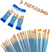 Noorlee 3 Pack Paint Brush Set 30 Nylon Hair 10 Sizes 16.5-19cm for Acrylic Oil view 7