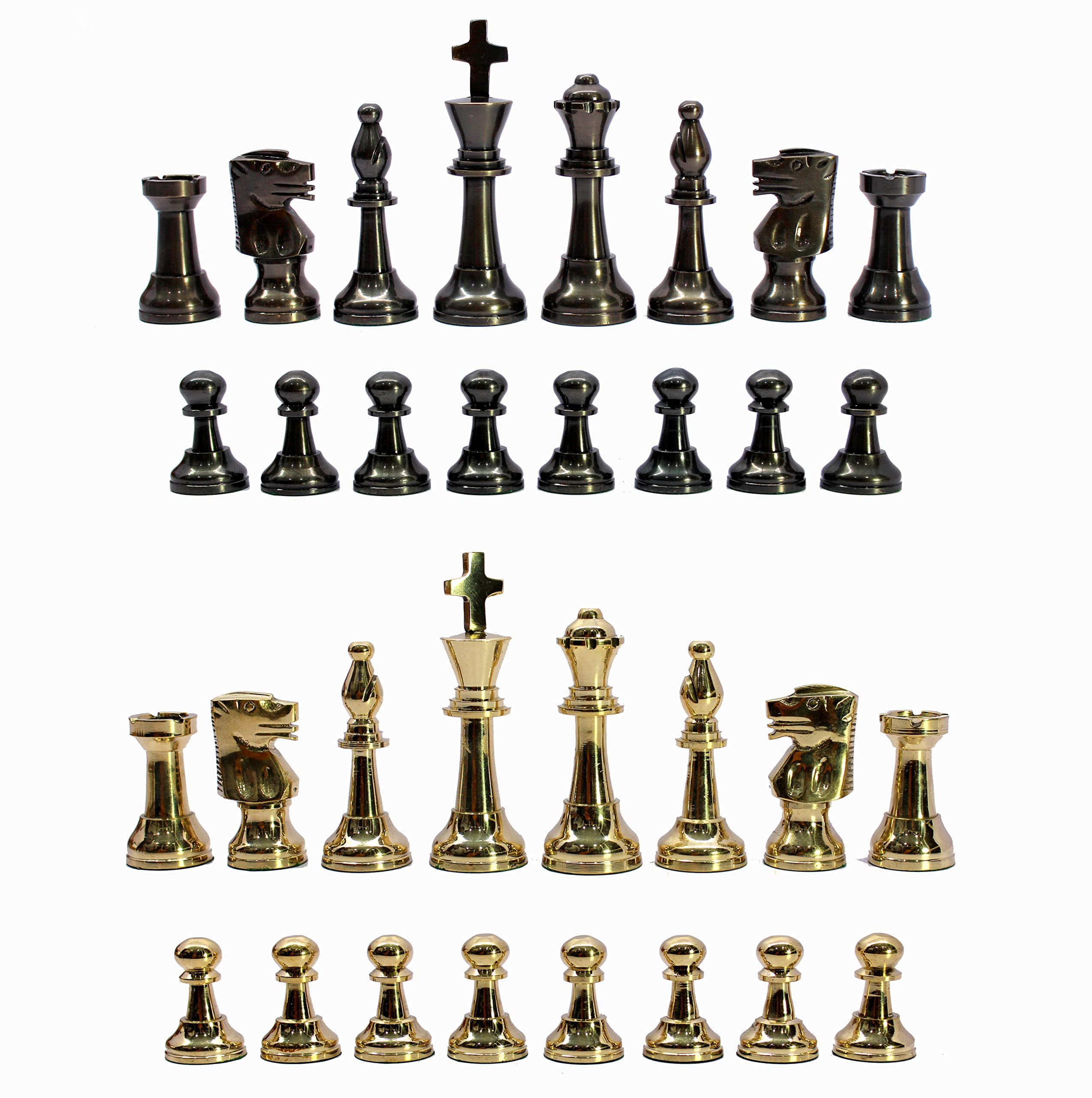 StonKraft Brass Chess Pieces Chessmen Chess Coins Pawns (3" Staunton)