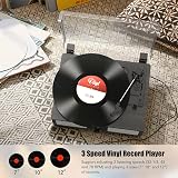 Udreamer Record Player with Built-in Speakers Bluetooth Belt Drive 3 Speeds view 5