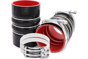 INGOULUT 2PCS Silicone Intercooler Turbo Boot 4 inch Charge Air Cooler Straight Hose Coupler, 4x6 inch Intake Rubber Hump 4-ply Aramid Reinforced CAC Pipe for Coolant Radiator Tubing,with 4PCS T Bolt Clamp