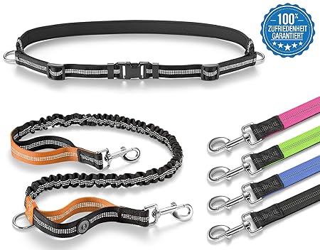 Thunderdog Jogging Hundeleine Sport Laufgürtel Leine elastisch reflektierend 120cm Flexibel mit Bauchgurt