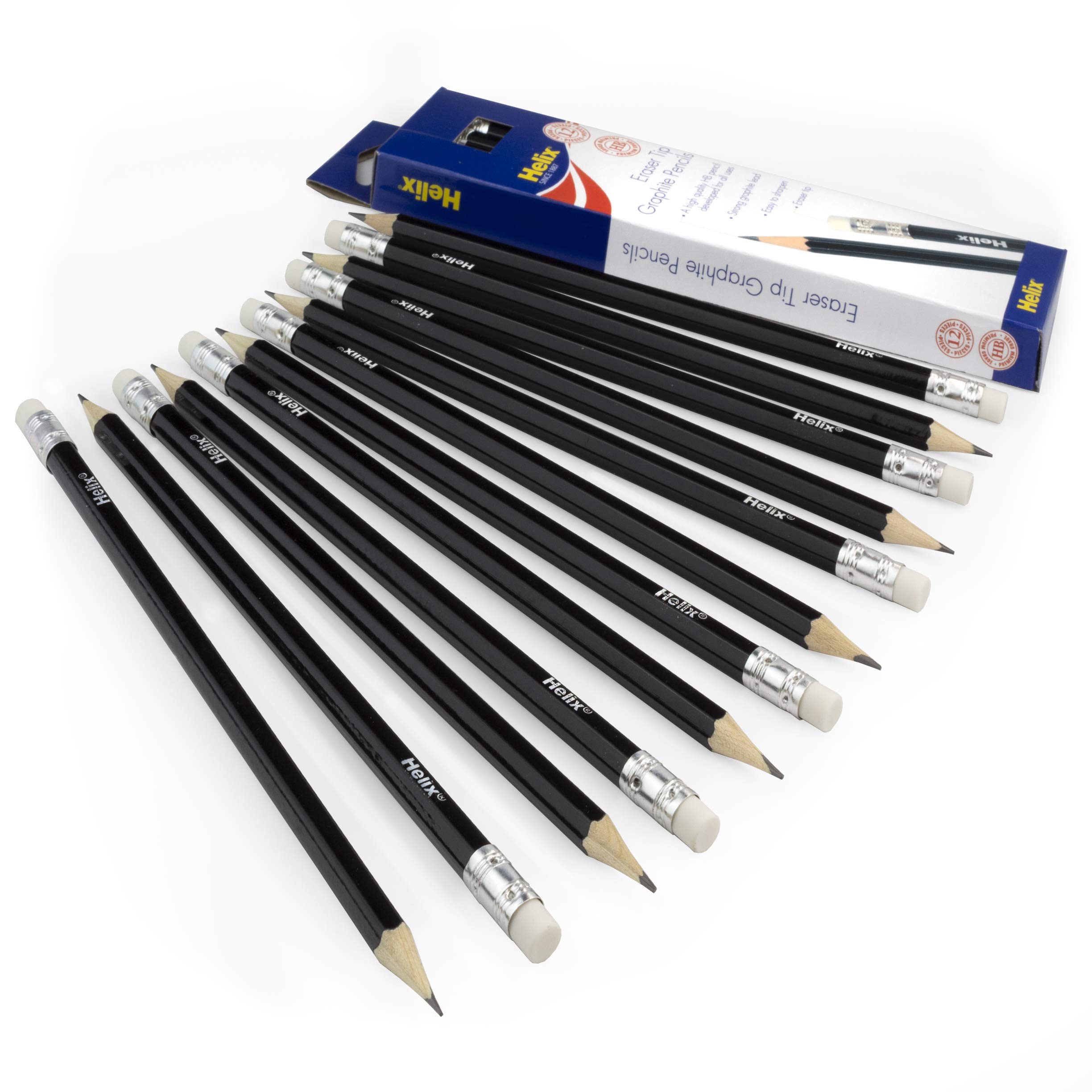 Helix Eraser Tip Graphite Hexagonal Pencils - HB - Pack of 36