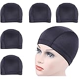 YANTAISIYU (L) - 5 PCS/Lot Black Dome Cap Wig Cap for Making Wigs Stretchable Hairnets with Wide Elastic Band (Dome Cap L)