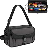 Trahzia 12-Inch Canvas Tool Pouch, Tool Organizer Bag with Double Layers | Wear-Resistant Fabric, Metal Buckle Flap, Side Handle &amp; Detachable Shoulder Strap, Ideal for Electrician, Gardener, Repairman