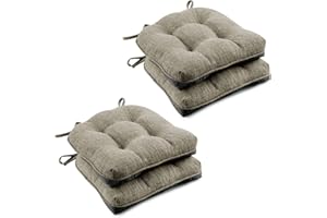 Wellsin Chair Cushions for Dining Chairs 4 Pack, 15.5" X 15.5" Kitchen Chair Cushions with Ties and Non-Slip Backing, Tufted Shredded Memory Foam Kitchen Chair Pads, Khaki