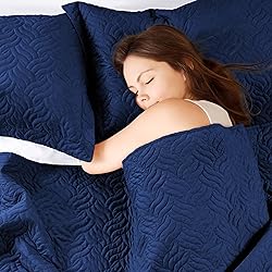 Love's cabin King Size Quilt Set Navy Blue