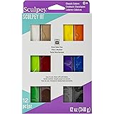 Sculpey III 12 Bright Colors of Polymer Oven-Bake Clay, Non Toxic 12 oz., great for modeling, sculpting, holiday, DIY & schoo