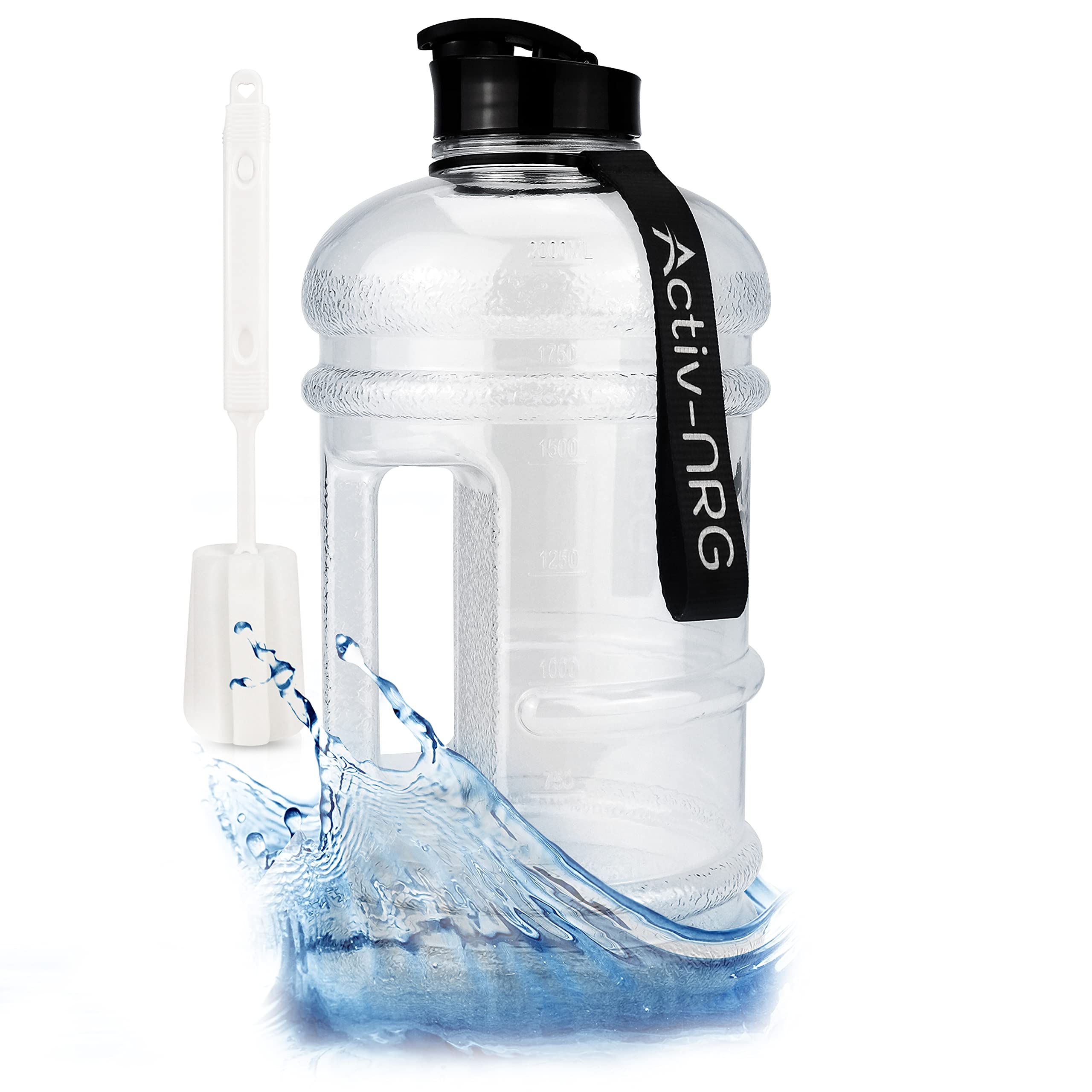Activ-NRG 2.2 Litre Water Bottle XL Jug BPA Free, Flip Cap, Perfect for Gym, Sports, Outdoor, Recommended Daily Intake (Clear)