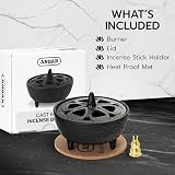 Anbar Lotus Flower Incense Burner, Cast Iron for Sticks, Cones, Wax Melts view 2