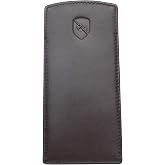 ALLEN &amp; MATE Genuine Leather Eyeglass Case, Slim Slip-In Reading Glasses | 100% Genuine Leather, Interior Fits to 5.5in Wide x 1.8in Lens Height, Cleaning Cloth, Not for Sunglasses