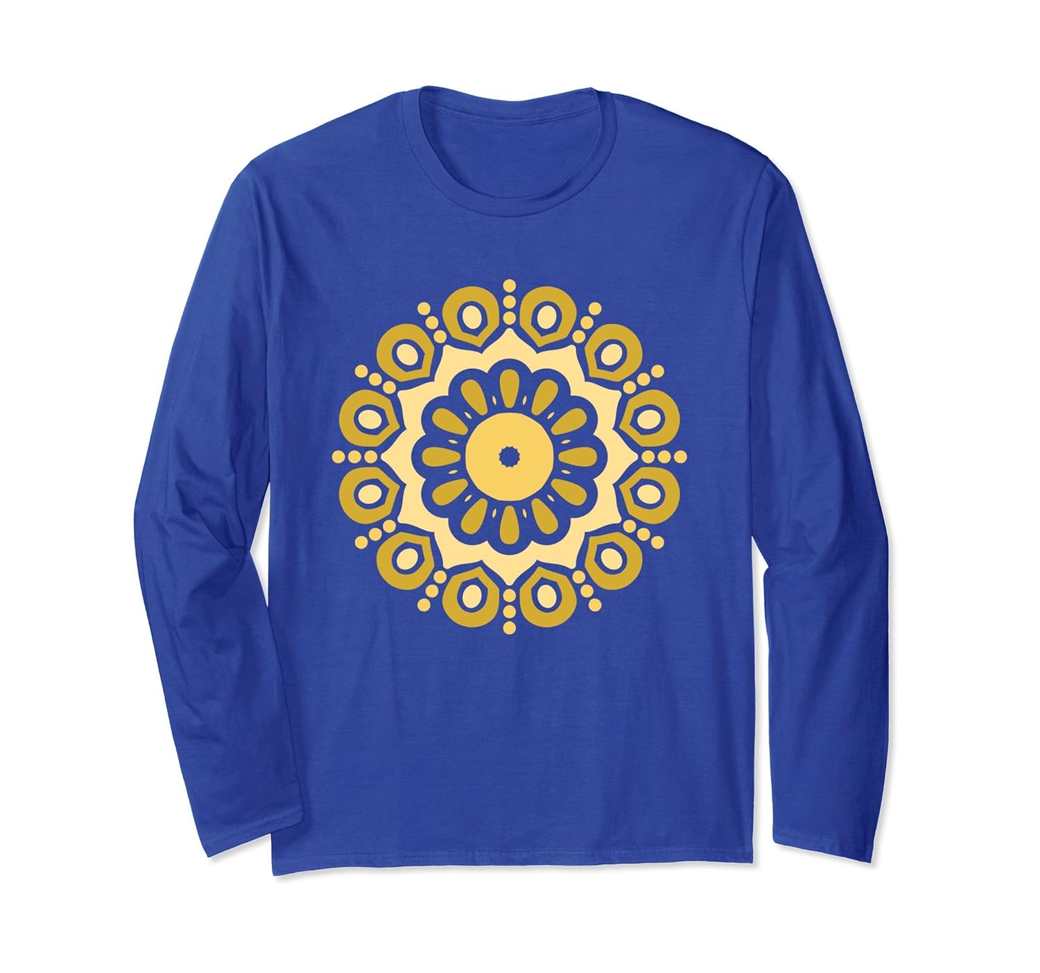 New Age Yoga Lover Zen Gold Mandala Long Sleeve T-Shirt-anz