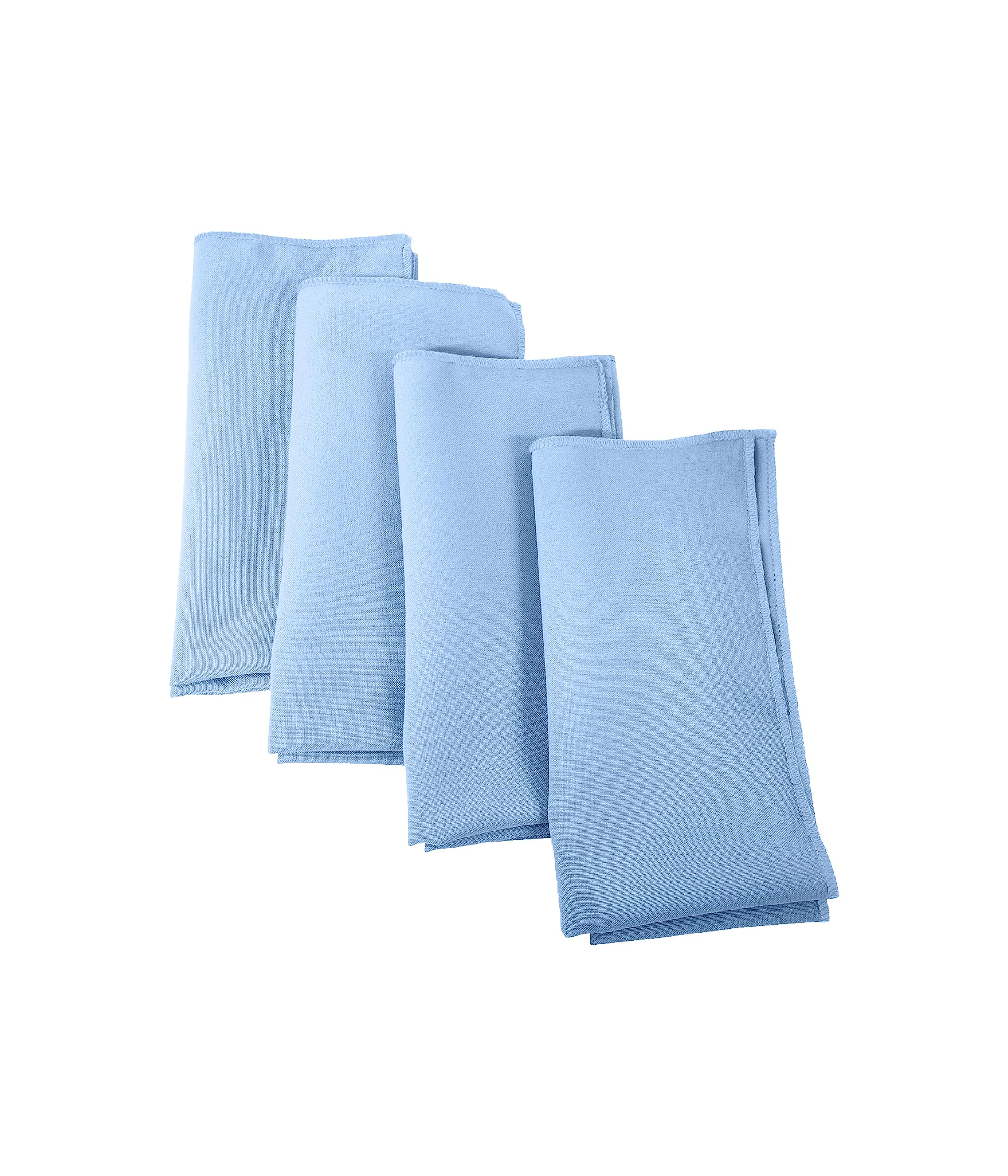 LA Linen 4-Pack Poly Blend Napkin - Soft Cloth Napkins - Washable Reusable Napkins - Stain and Wrinkle Resistance – Dinner Napkins – Wedding Napkins – Napkins for Parties - 18x18 - Blue Light