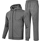 Rdruko Men's Track Suits Sweatsuits Hooded 2 Piece Set Full Zip Running Jogging Sweat Track Suit with Zipper Pockets