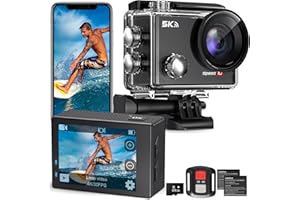 Hiicam Action Camera 5K 30FPS Waterproof Camera Underwater 131FT with EIS WiFi App Remote Control 64GB Card 170° Wide Angle Sports Helmet Bike Video Black with 64GB Card