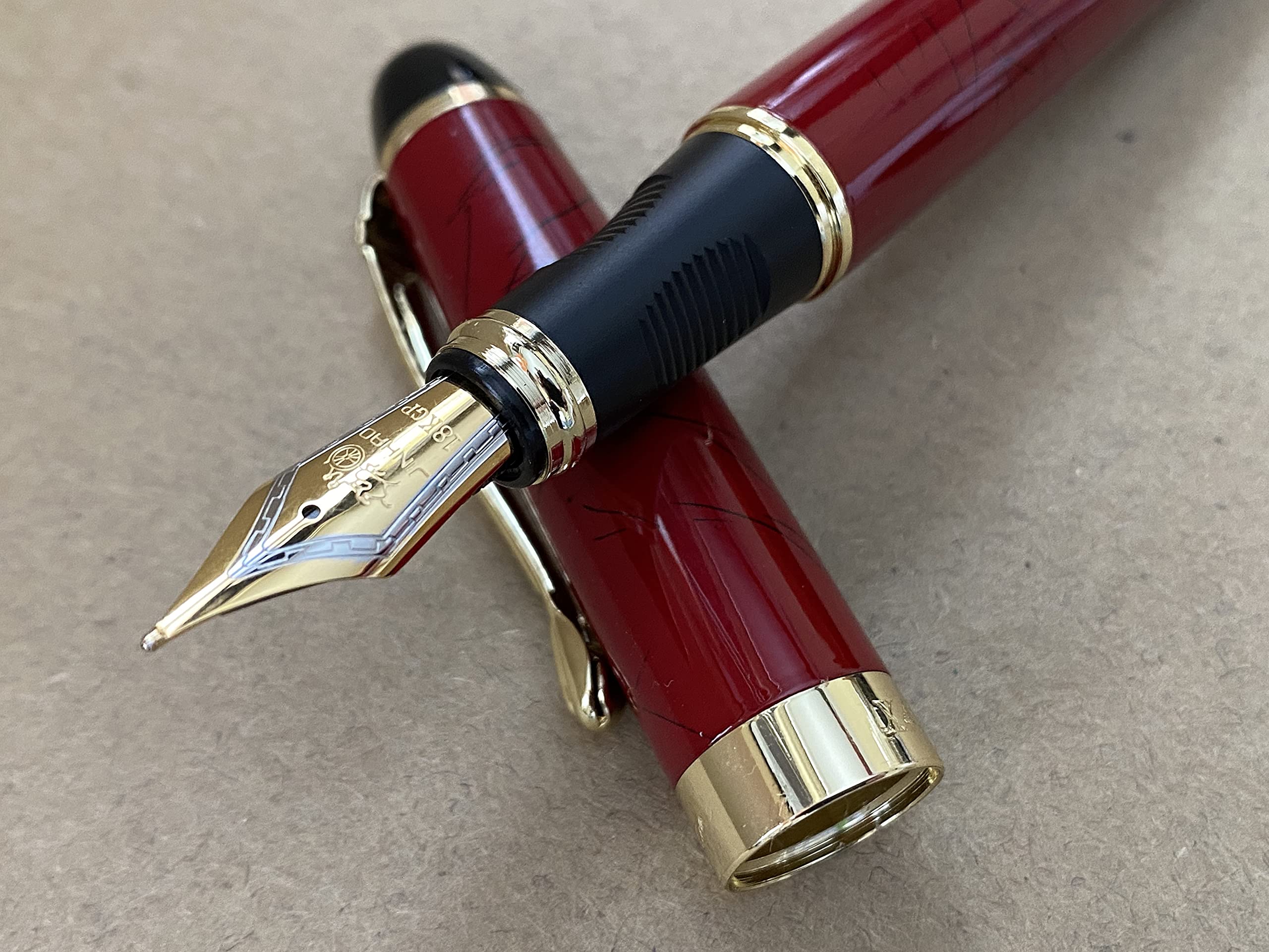 Rhapsody Jinhao x450 Fountain Pen 0.5mm Medium-Fine Nib Ink Pens (Red + Black Lines)