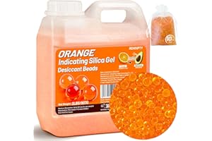 REHOUPTY Orange Silica Desiccant Beads 2LBS, Reusable Indicating Silica Gel Beads, 3-5mm Desiccant Dehumidifier Beads for 3D 