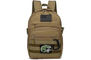 SunForMorning Kids Tactical Backpack Army Molle Bookbag Military Boys Backpack for School, Outdoor, Camping (Includes 2 Patches +1 Carabiner), Brown