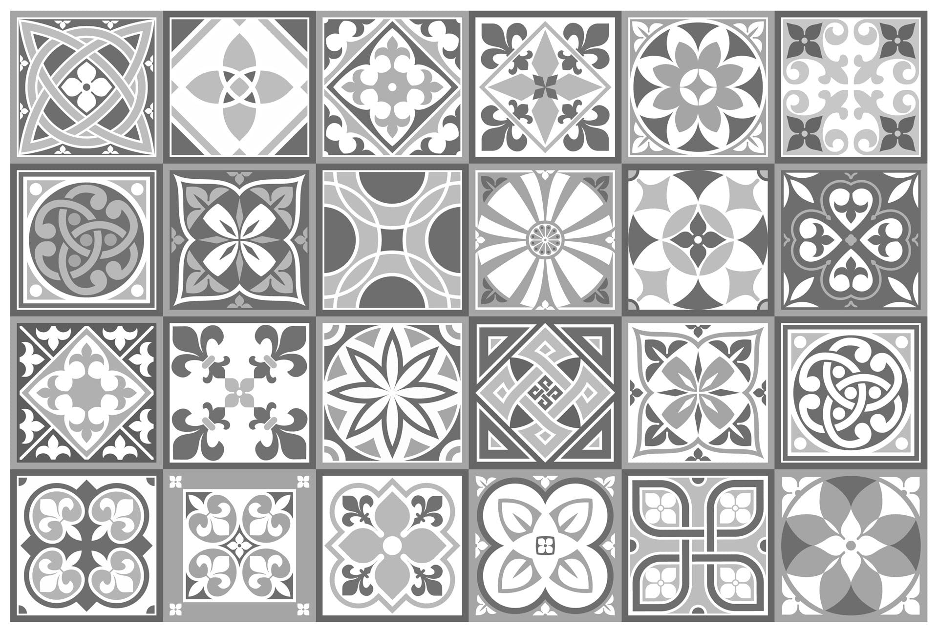 WALPLUS Grey Stick on Tiles Kitchen Splashbacks 15x15cm(6") DIY Tile Stickers for Bathroom Removable Peel and Stick Backsplash Purbeck Stone Home Décor Renovation 24 PCS