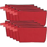 uxcell Canvas Makeup Bags, 10 Pcs Travel Cosmetic Bags Bulk, Multipurpose Plain Toiletry Zipper Pouches Blank DIY Craft Bags Pencil Bag for Women Teens, Red