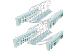 NORTHERN BROTHERS Pant Skirt Hangers with Clips 30 Pack - Space Saving Stackable Shorts Hangers with Clips - Non-Slip, Adjustable for Women, Kids, Men, Children, Blue