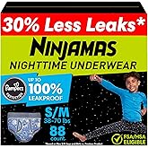 Ninjamas Boys Bedwetting Nighttime Underwear, Size S/M (38-70 lbs), 88 Count, Overnight Protection, Ultra Absorbent, Hypoallergenic
