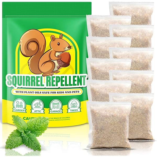Squirrel & Chipmunk Repellent Pouches - Natural Outdoor Pest Control For Garden, Attic & Garage (5 Pack)