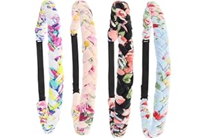 FROG SAC 4 Floral Headbands for Girls, Adjustable Braided Hairband Hair Accessories for Women, Teen Girl Cloth Fabric Head Bands, Kids Flower Braid Hairbands, Tween Easter Basket Stuffers